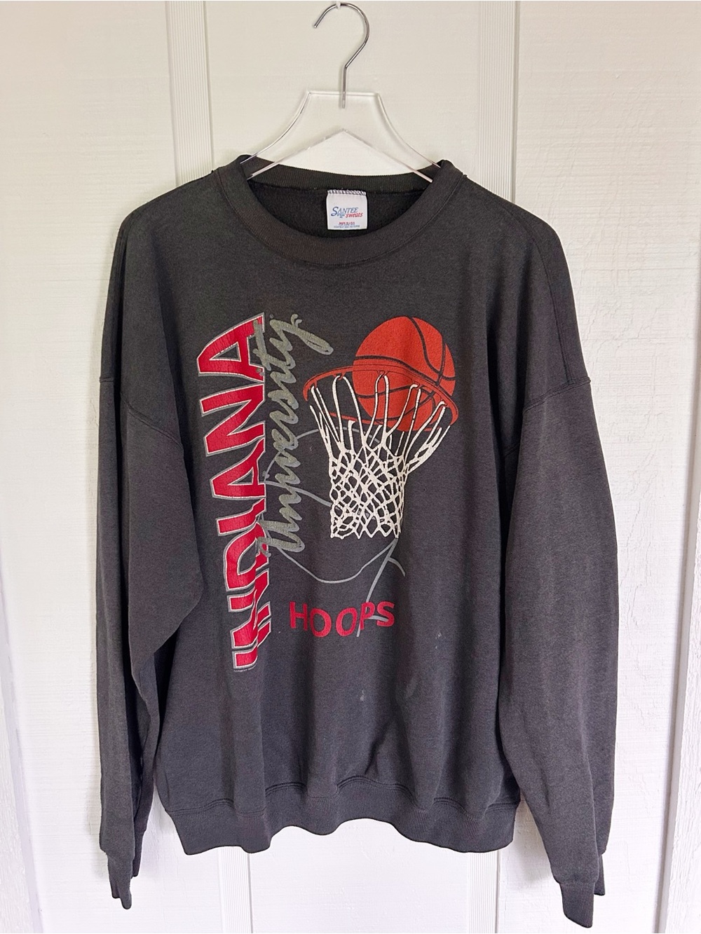 Vintage Santee Sweats Indiana IU Basketball Crewneck Sweatshirt Gray XX Large